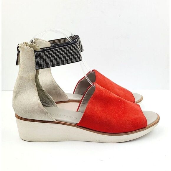 Lori‎ Goldstein Suede Red/White Sandals - Size 7.5 - Picture 5 of 8